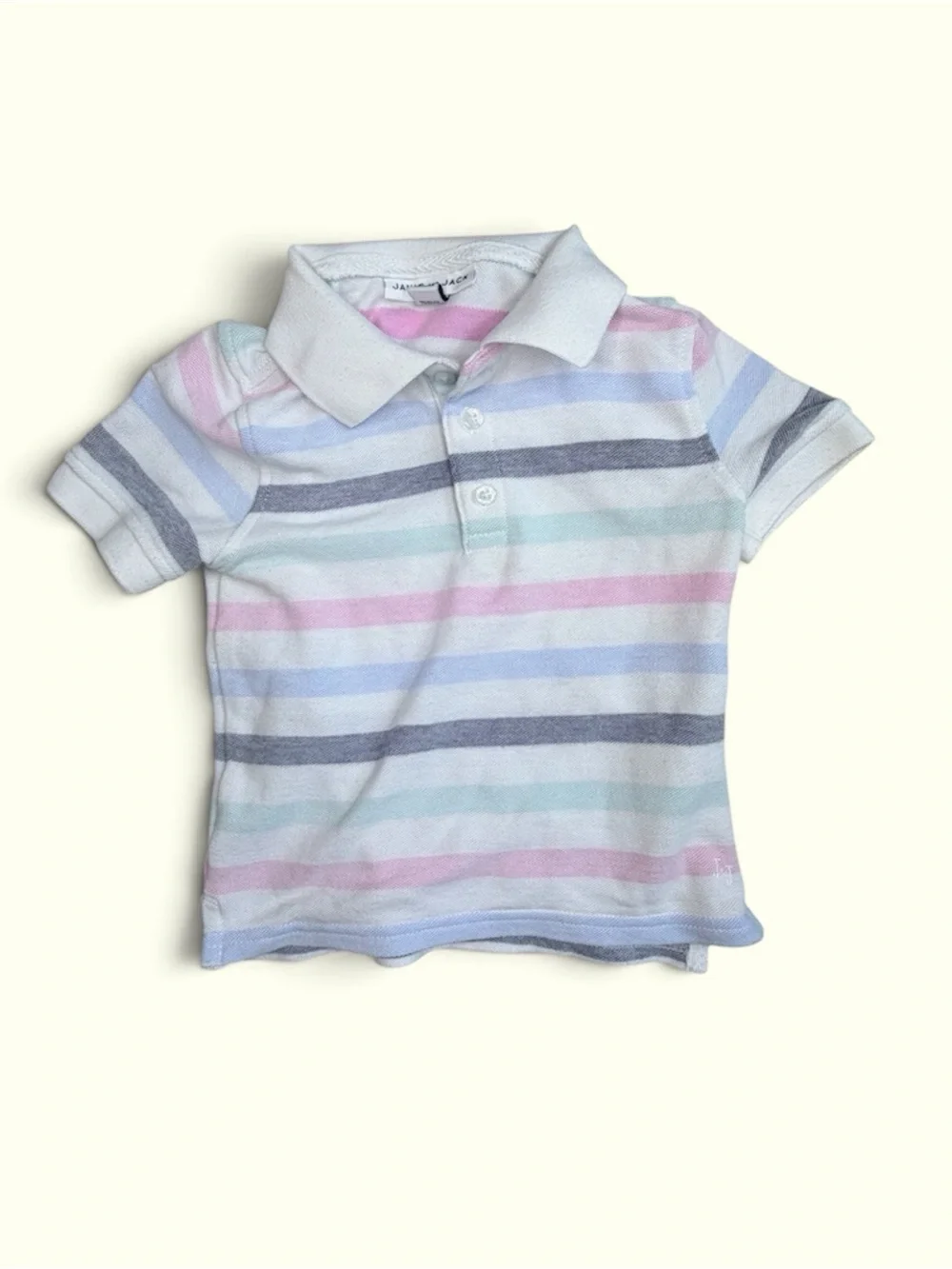 Janie and Jack Pastel Striped Polo - White Collar (2T)